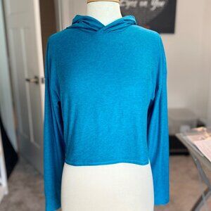 Beyond Yoga Featherweight Don't Look Back Split-Back Hoodie Tee - Turq